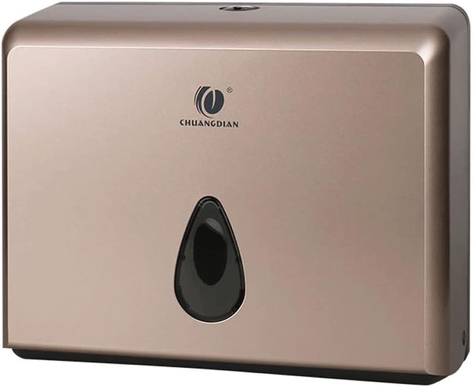 Paper Towel Dispenser Tissue Dispenser Wall Mount Tray Home Hand Tissue Dispenser Commercial Toilet Roll Holder Paper Holder Tissue Dispenser High Capacity (Gold)