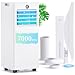 Klimaanlage Mobil 7000 BTU, Mobiles Klimagerät mit Abluftschlauch, Kühl-/Ventilations-/ Entfeuchtungs-/Schlafmodus 4-in-1, Digitalanzeige & Fernbedienung, 24H Timer, 360° Rollen, Inklusive Fensterset