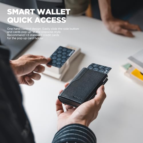 Image of VULKIT Card Holder Wallet with Double ID Windows RFID Blocking Pop Up Wallet Minimalist Design for 12 Cards