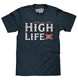 Tee Luv Men's Miller High Life Shirt - Miller Champagne of Beers Logo T-Shirt, Navy Heather, M