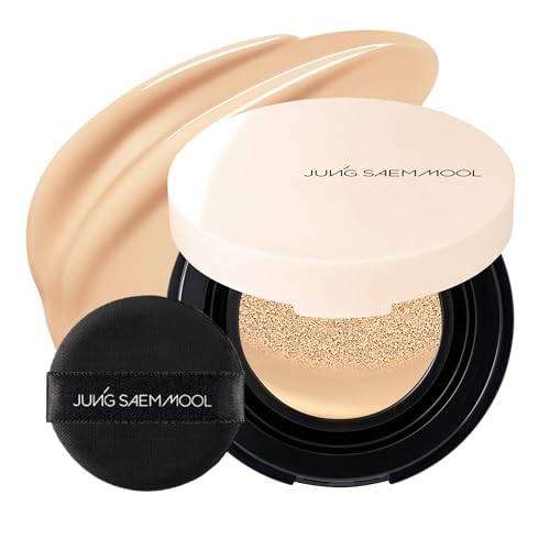 JUNG SAEM MOOL Essential Skin Nuder Cushion | Natural Finish, Buildable Coverage Cushion Foundation by Korean Makeup Artist (Mini, 0.17 Fl Oz), 19W Light