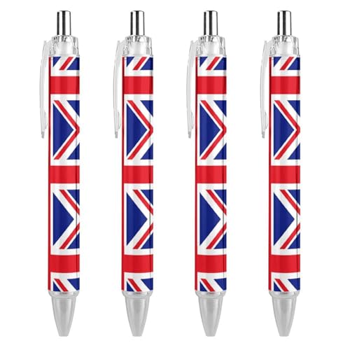 Stylo à bille rétractable drapeau britannique lot de 4 stylos 0,5 mm pour homme et femme