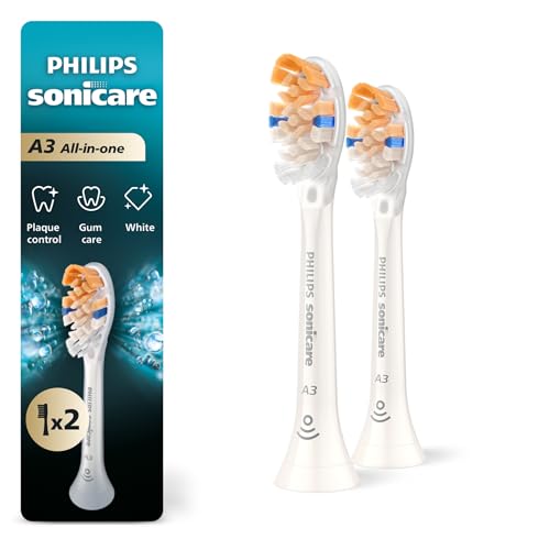 Philips Sonicare A3 All-in-One - Genuine Replacement Electric Toothbrush Heads White 2 Pack HX9092/77