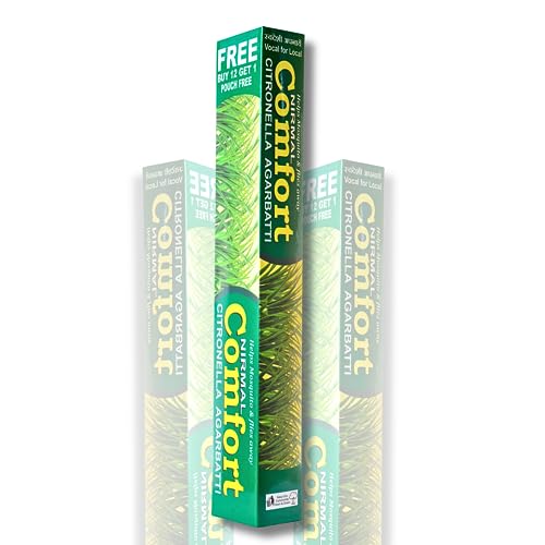 Image of Nirmal Comfort 130 Citronella Natural Incense Sticks, Mosquito Repellent Pack(12+1=13 Pouches | 130 Organic Agarbatti Sticks | Fragrance- Citronella) | Handrolled | 100% Organic I Mosquito Sticks