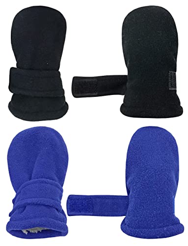Image of N'Ice Caps Little Kids and Baby Easy-On Sherpa Lined Fleece Mittens - 2 Pair Pack