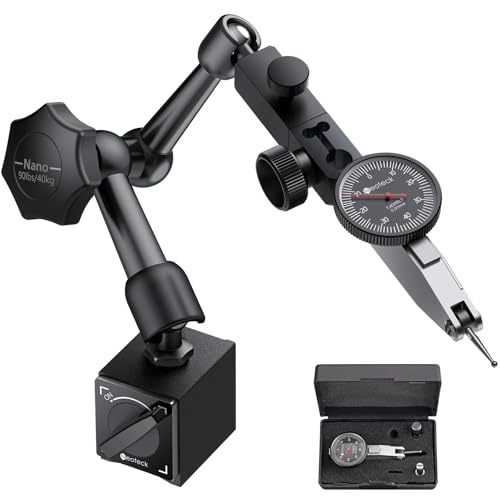 Neoteck 0.8mm Comparateur Mécanique à Levier avec 40kg Base Magnétique 0.01 mm Précision Indicateur à Cadran Comparateur à Levier avec Sonde 270°...