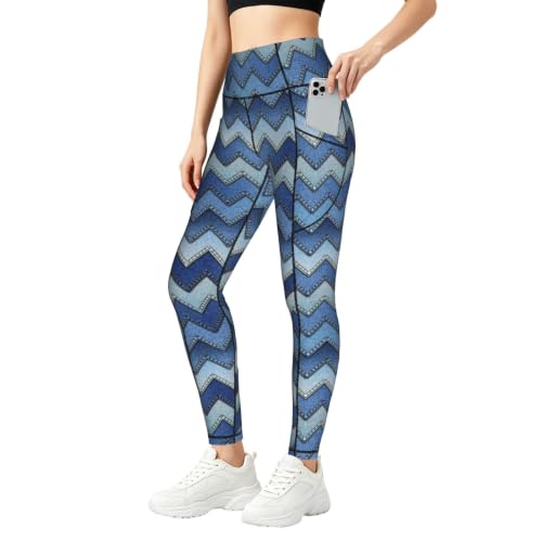 Pantalones de yoga elásticos y transpirables con diseño suelto de mezclilla azul