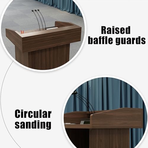Atril de presentación y podio de madera con estante para auditorios 5