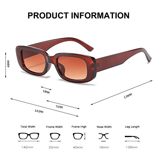 Image of BUTABY Rectangle Sunglasses for Women Retro Driving Glasses 90's Vintage Fashion Narrow Square Frame UV400 Protection