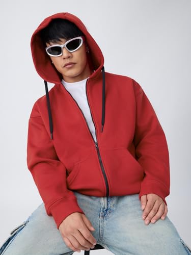 Sweat rouge en mélange de coton grande taille confortable