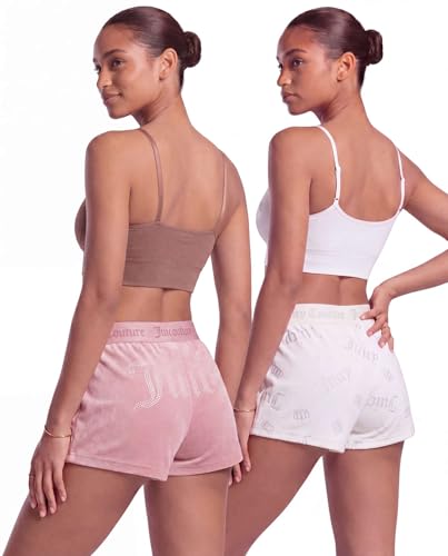 Image of Juicy Couture Women's Velvet Fleece Pajama Shorts, Designer Sleep and Lounge Shorts for Women