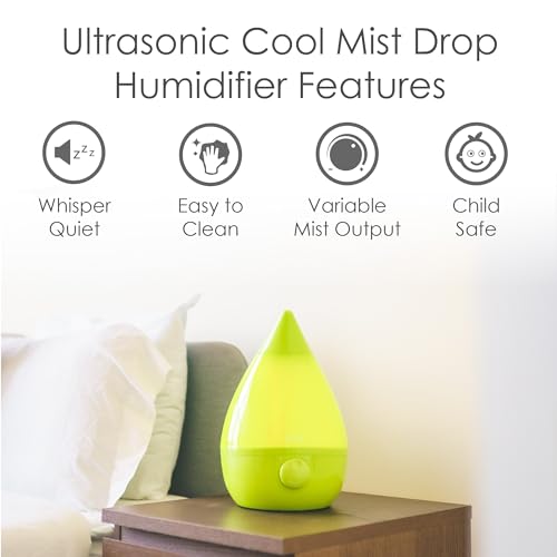 Image of Crane Ultrasonic Cool Mist Humidifier for Bedroom, Baby Nursery, Kids Room, Plants, or Office, Large 1 Gallon Tank, Filter Optional, Green