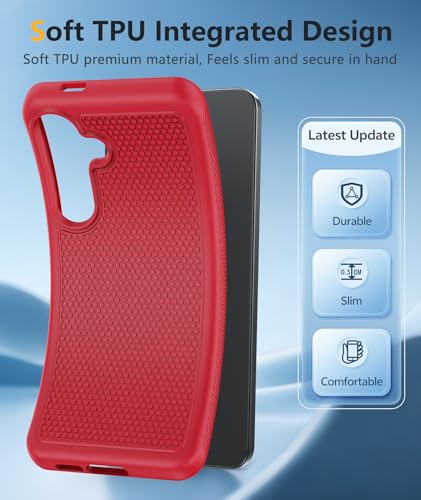 Image of FNTCASE for Samsung Galaxy S25 FE Case: Shockproof Protective Lightweight with Screen Protector Duty Rugged Cell Phone Cover Non Slip | Military Grade Drop Protection for S25FE(Red, 6.7inches)