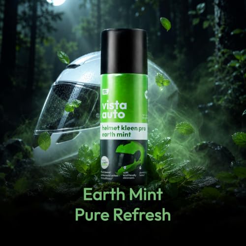 Image of Vista Auto Helmet Cleaner Pro - Earth Mint 125 ml | Helmet Cleaner Spray for Bike Helmets | Helmet Deodorizer | Removes Sweat Smell | Antibacterial Helmet Freshener | Natural Plant-Based Formula