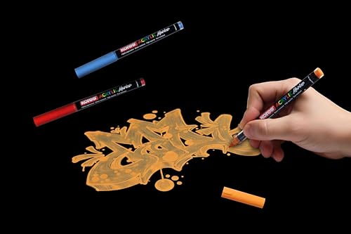 Image of Kores Acrylic Markers, Assorted Colours, Ideal for Paper, Wood, Canvas, Metal, Glass, Stone, Ceramic, Plastic, Fabric, 12 Count