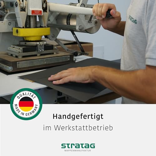 3 Stück 2-teilige Bewerbungsmappen Schwarz mit 1 Klemmschiene in feinster Lederstruktur - inkl. 3 Versandumschläge im C4-Format mit Fenster