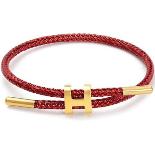ARDILLA JW Bracelet with Adjustable Design Polished H Shape Buckle, Bracelets for Women, 18k Gold-plated Buckle Design Titanium Steel Wire Rope Women's Gift Jewelry