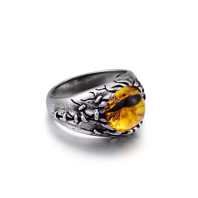 the men thing YELLOW DRAGON EYE Titanium Steel Ring for Men and Boys (Size-21)-picture-10