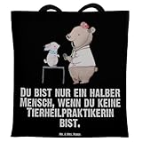 Mr. & Mrs. Panda Tragetasche Tierheilpraktikerin mit Herz - Geschenk, Kollegin, Arbeitskollege, Danke, Beutel, Schenken, Einkaufstasche, Stoffbeutel, Jutebeutel, Beuteltasche