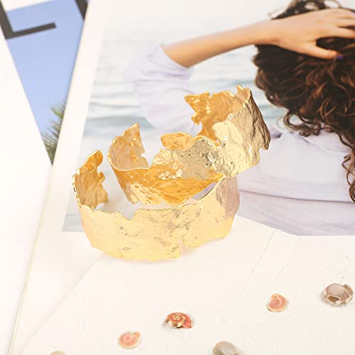 POTESSA 18K Gold Plated Adjustable Boho Cuff Bracelets for Women