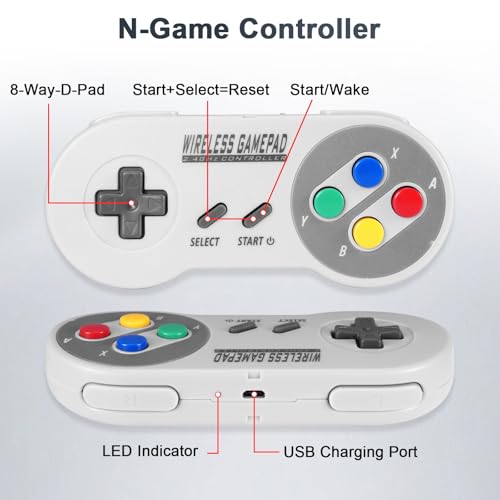 Mando inalámbrico SNES USB 2.4 GHz compatible con Switch OLED y Raspberry Pi 2