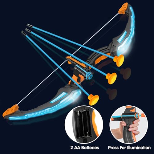JOYIN LED Bow and Arrow for Kids, Light Up Archery Toy Play Set with Suction Cups Arrows, Targets & Arrow Case, Indoor and Outdoor Hunting Play Gift Toys for Boys Girls 6-12 - Thumbnail 2
