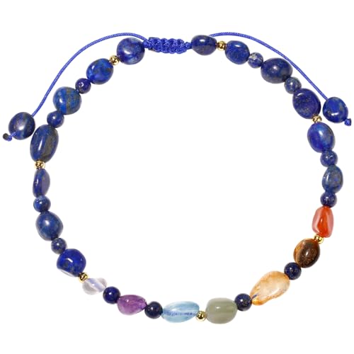 Image of 7 Chakra Crystals and Stones Anklet Irregular Tumbled Gems Beaded Ankle Bracelets for Women Spiritual Energy Meditation Yoga Healing Jewelry Mom's Gifts