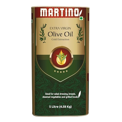 Image of Martino Extra Virgin Olive Oil 5 litre Tin First Cold Pressed Cooking oil Natural and First Cold Extraction |Rich in Antioxidants| Ideal For low heat cooking like sauteing & grilling, Salad Dressing.