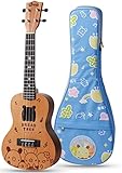 Concert Ukulele 23 inch Uma Bread Tree Folk Art Pattern Mahogany wood Ukulele With 20mm Deluxe Gig Bag (Concert)