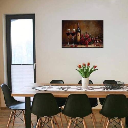 Impression sur toile de cuisine rétro grand format avec cadre en bois