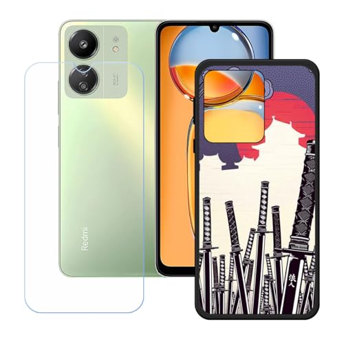 LCEHTOGYE �K�p Poco C65 +�����K���X�X�N���[���v���e�N�^�[�p�P�[�X�A�K�p Poco C65 (6,74")�ƌ݊����̂���u���b�N�\�t�gTPU�V���R���Q���P�[�X�ی�J�o�[ KE55