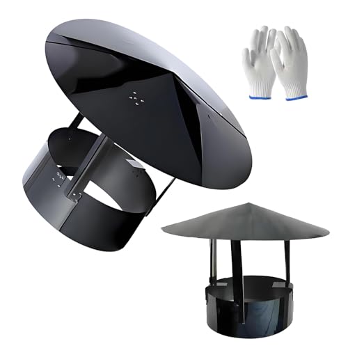 Techo redondo de acero inoxidable negro titanio para remate estético de chimenea 2