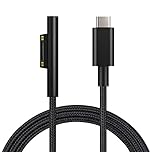 Sisyphy Nylon Braided Charging Cable for Microsoft Surface Pro 7/6/5/4/3Go3/2/1 Laptop 4/3/2/1, Must Work with 45W 15V 3A USB-C Charger (Black, 6ft)