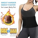 ACWOO Bauchweggürtel Herren Damen, Hula Hoop Gürtel, Waist Trimmer, Fitness Gürtel Verstellbarer, Bauchgürtel Neopren Nano Silber, Sweat Belt Waisttrainer, Rückenbandage, Sportgürtel(Schwarz)