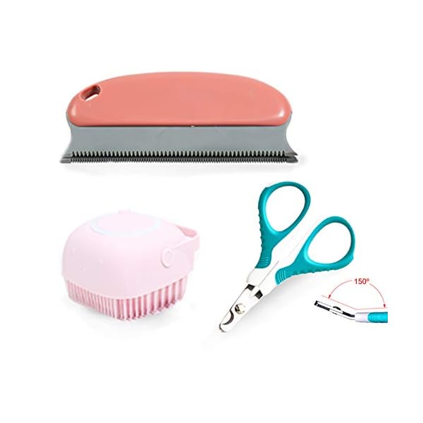 Blackhole Pet Saloon & Grooming Kit: Bath Brush holding Large Capacity Shampoo (Pink),Furniture & Carpet Pet Hair…