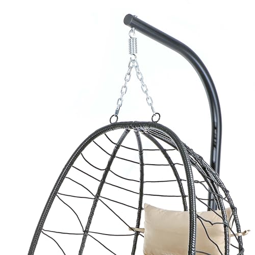Silla Colgante para Exterior e Interior Wiltec Columpio Canasta con Cojines 5