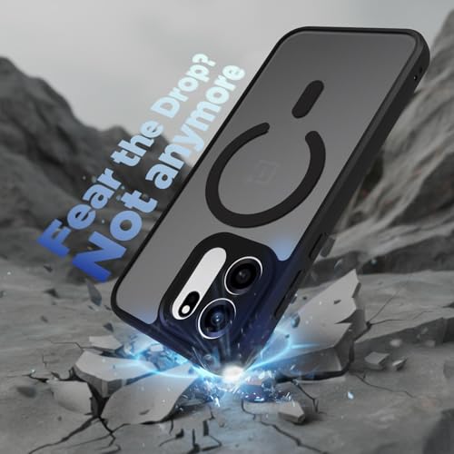 Image of RIGGEAR Shockproof Sleek Hybrid Armor Magnetic Back Cover Case Compatible with MagSafe Accessories for OnePlus Nord CE 6 5G (Smoke Black Matte PC + Black TPU Bumper)