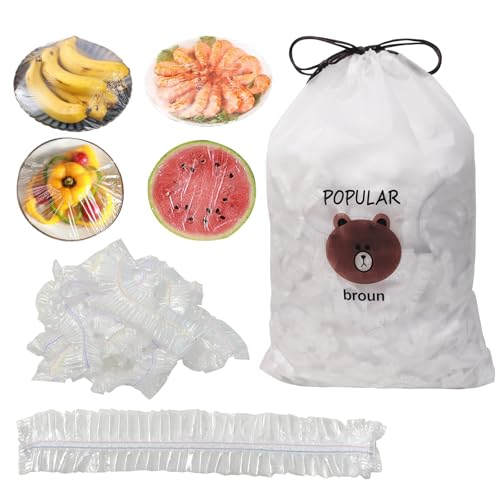 500 Charlotte Alimentaire Reutilisable, Sacs de Conservation Frais Couvercles de Bols Élastiqués Film Alimentaire en Plastique, pour Protection de Fraîcheur des Légumes, Pique-Nique, Maison (Colorée)