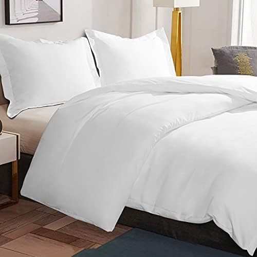 NTBAY 3 Pieces 100% Brushed Microfiber Light Grey Double Duvet Cover Set, Super Soft Bedding Set, Solid Color Zippered Comforter Cover with Ties and 2 Oxford Pillowcases (Double, Light Grey)