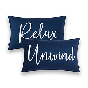 Hofdeco Porch Patio Indoor Outdoor Lumbar Pillow Cover ONLY for Backyard, Couch, Sofa, Navy Blue Relax Unwind, 12x20, Set 03-0411-D 0 Hofdeco Porch Patio Indoor Outdoor Lumbar Pillow Cover ONLY for Backyard Couch Sofa Navy Blue Relax Unwind 12×20 Set 03 0411 D 0