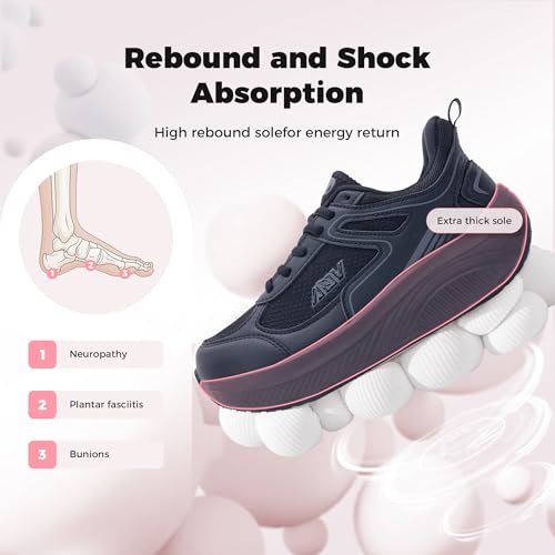 Image of Wide Toe Box Shoes Women Arch Support Walking Shoes for Plantar Fasciitis Wide Width Orthotic Tennis Sneakers