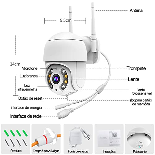 3MP Smart Câmera de Segurança, Wifi Camera IP sem fio externa 360 Dome Rastreamento Humano Prova D'