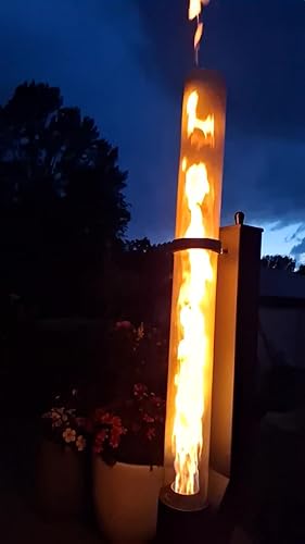 CTSC Kit Pellet Torch Avec Tube En Verrea, Cheminée De Jardin, Fonctionne Aux Granulés, Flamme Jusqu'à 1m, Ajoute De La Lumière Et De L'ambiance Pour Porche, Terrasse, Jardin Et Arrière-Cour