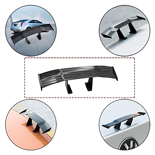 Bokwin 2Pcs Universal Car Mini Spoiler Wing, Auto Car Tail Wing Mini Auto Carbon Fiber Texture Decoration Without Perforation Tail Decoration, 6.7 Inch Length (Black) #TOP4