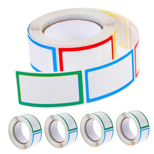 WEKAMOS 5ロール 多機能自着ラベルステッカー 巻 厚手滑らか質 手書き対応 なし キッチン調味料類 学校 オフィス 家用 空ボトル用ノートラベ