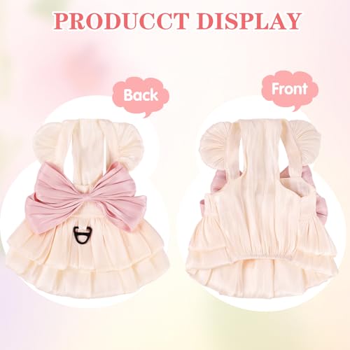 Yaopelky Hund Prinzessin Kleid für kleine Hunde Katze Schleife Kleid mit D-Ring Hund Mädchen Hochzeit Kleidung niedlichen Welpen Tutu Rock Doggy Sommer Kostüm,GrößeS(1.5-2.5kg), Weiß