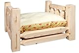 Montana Woodworks Homestead Collection Small Pet Bed with 16 by 20-Inch Mattress, Clear Lacquer Finish