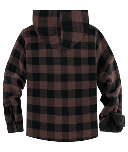 Image of SCODI Mens Flannel Hooded Jacket Fleece Sherpa Lined Zip Up Plaid Hoodies