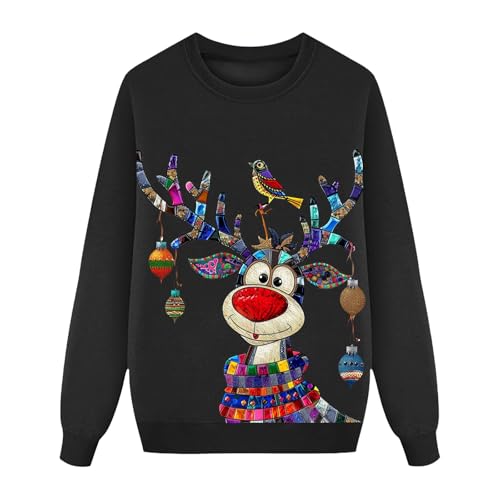 Family Christmas Matching Sweatshirt Ugly Reindeer Jumper Crewneck Xmas Holiday Pullover Tops Fall Winter Clothes