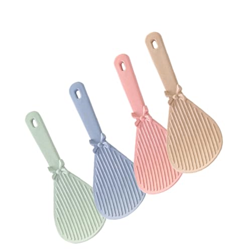 ABOOFAN 4 Pcs Wheat Straw Spoons Lightweight and Sturdy Rice Scoops for Food Serving Kitchen Utensils Blue Pink Green for Home and Restaurant Use